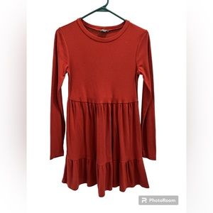 LILY ROSE BURNT ORANGE long sleeve tunic dress size SMALL